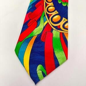 Rush Lindbergh  No Boundaries Collection Vibrant Abstract Design Multicolor Silk